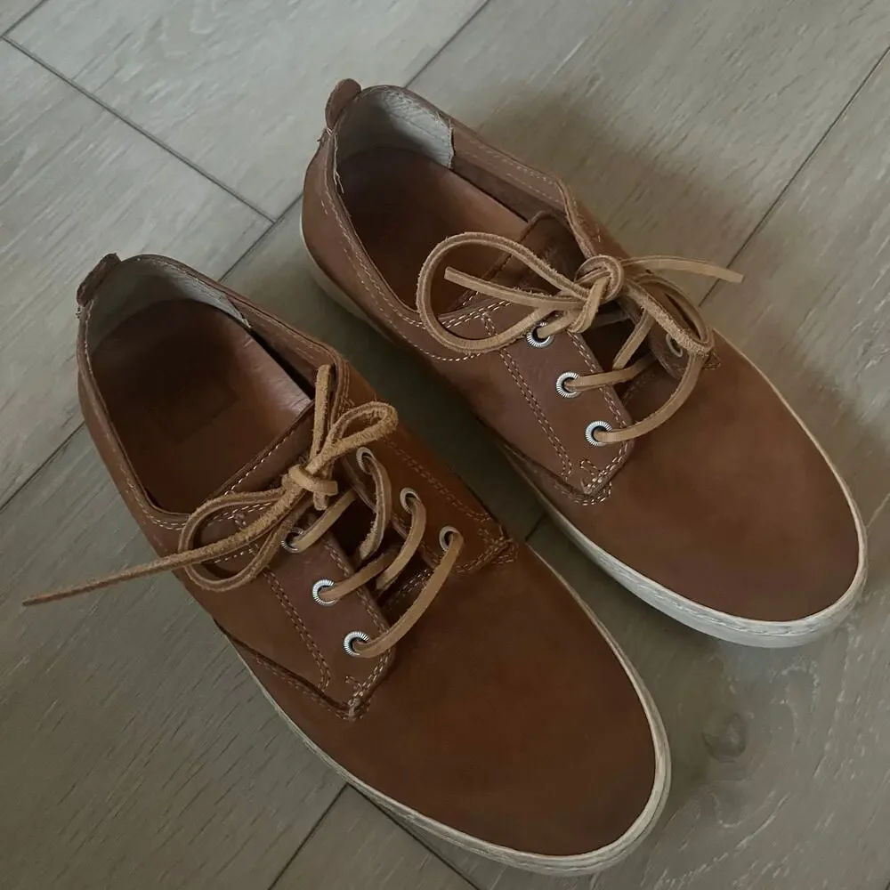 FRYE 'Norfolk' Men's 8.5 Deck Shoe Leather Lace Up Casual Sneaker Cognac Tan